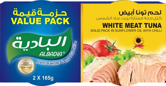 White Meat Tuna Solid Pack in Sunflower Oil with Chilli (Value Pack) 2 x 165g
